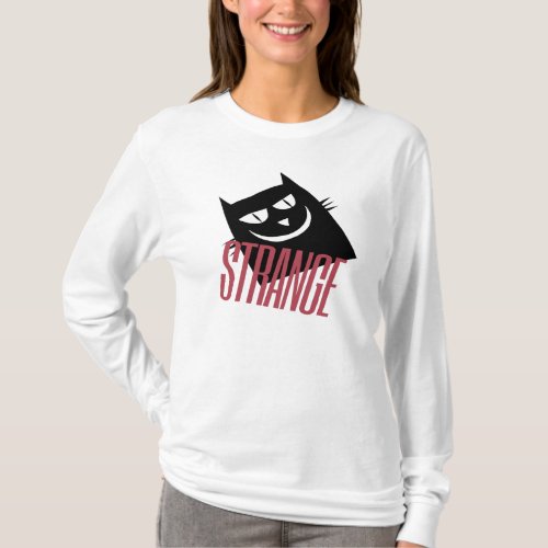 Strange black cat white womens t_shirt