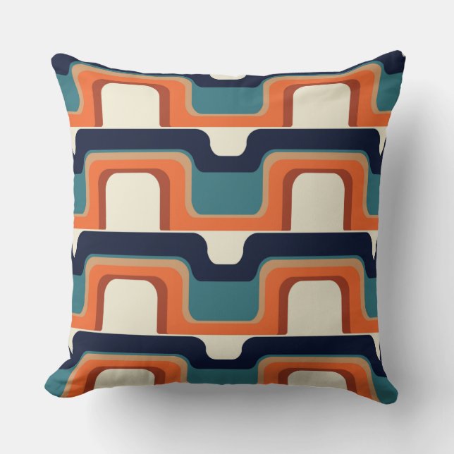 Strange Blue Orange Wave Throw Pillow (Front)