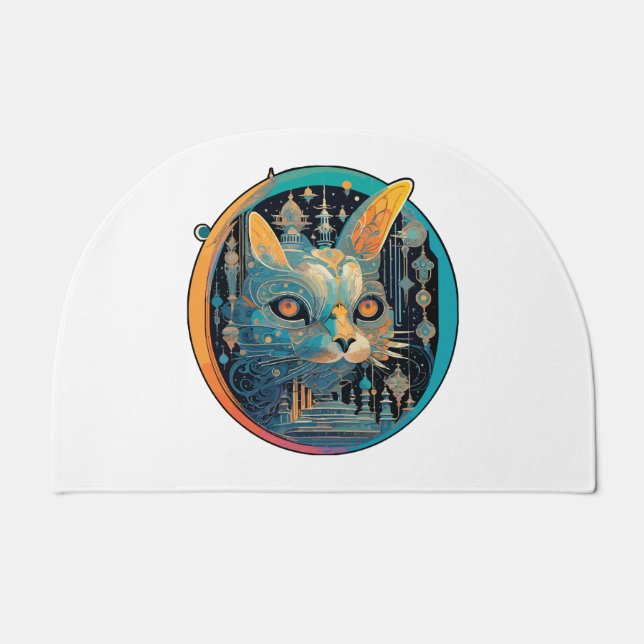 Strange Cat Staring at Your Headlights Doormat (Front)