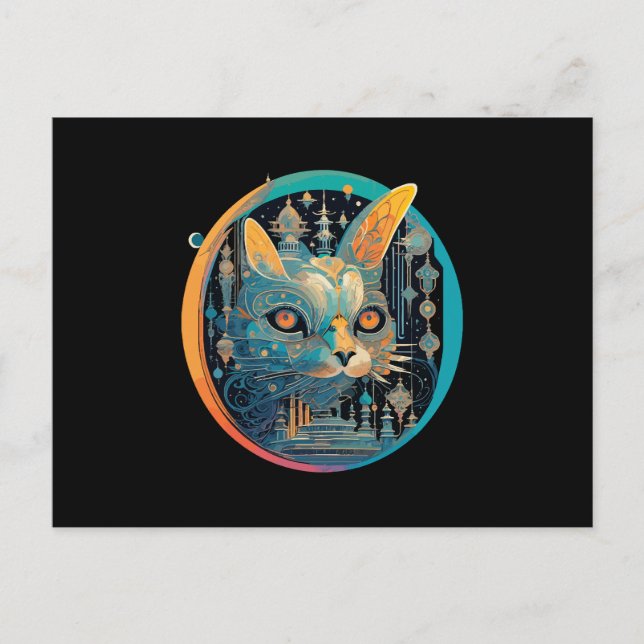 Strange Cat Staring at Your Headlights Postcard (Front)