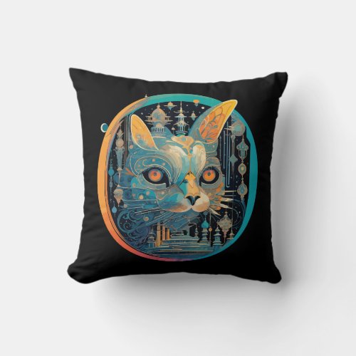 Strange Cat Staring at Your Headlights Throw Pillow