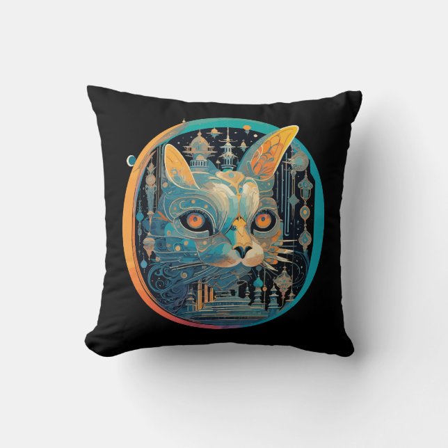 Strange Cat Staring at Your Headlights Throw Pillow (Front)