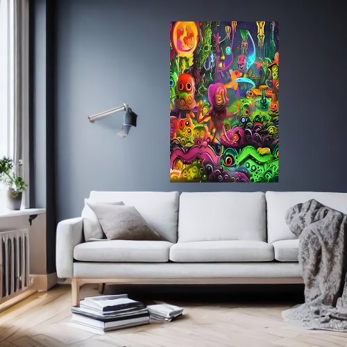 Strange colorful dream  AI Art  Poster