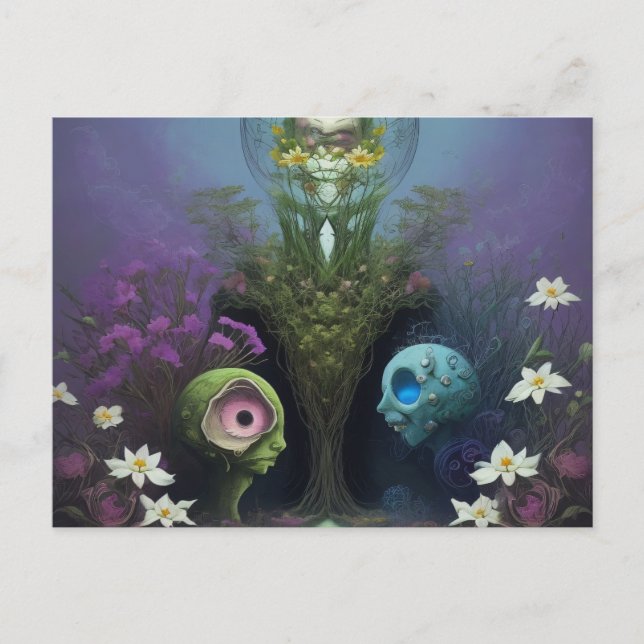 Strange Creatures At The Surreal Fantasy River Postcard (Front)