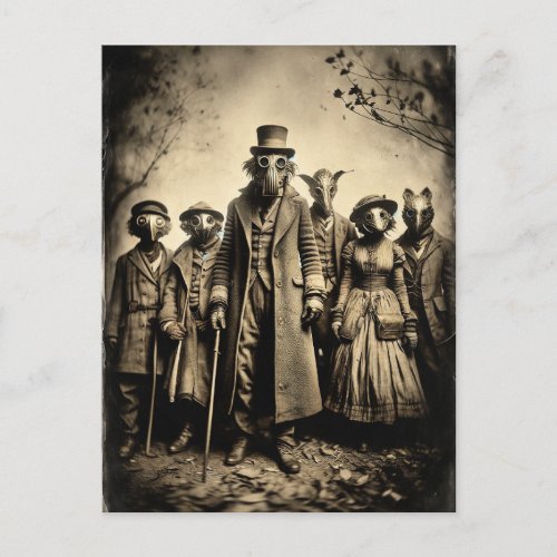 Strange Creatures in a Vintage Photo Postcard