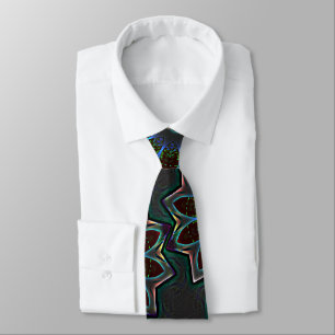 Strange dark circular ellipse with abstract leaves neck tie