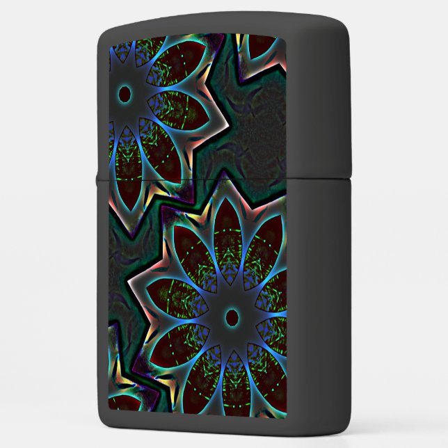 Strange dark circular ellipse with abstract leaves zippo lighter (Left)