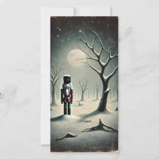 Strange Dark Snowy Night Nutcracker Card