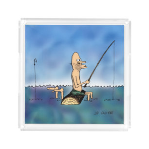 Strange Day Fishing Cartoon Acrylic Tray