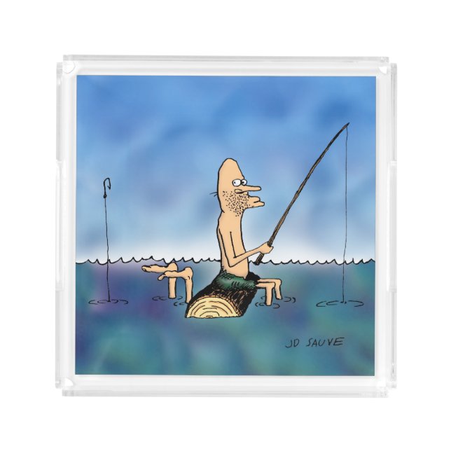 Strange Day Fishing Cartoon Acrylic Tray (Front)