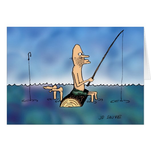 Strange Day Fishing Cartoon Blank Inside Card (Front Horizontal)