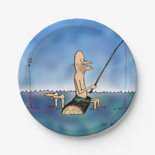 Strange Day Fishing Cartoon Paper Plates