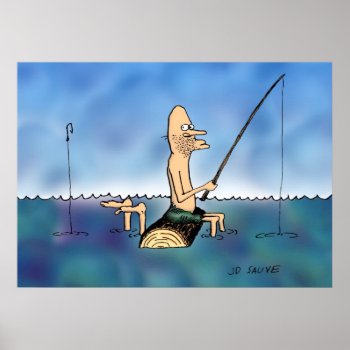 Strange Day Fishing Cartoon Poster by BastardCard at Zazzle