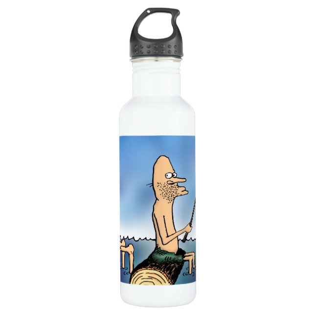 Strange Day Fishing Cartoon Stainless Steel Water Bottle (Front)