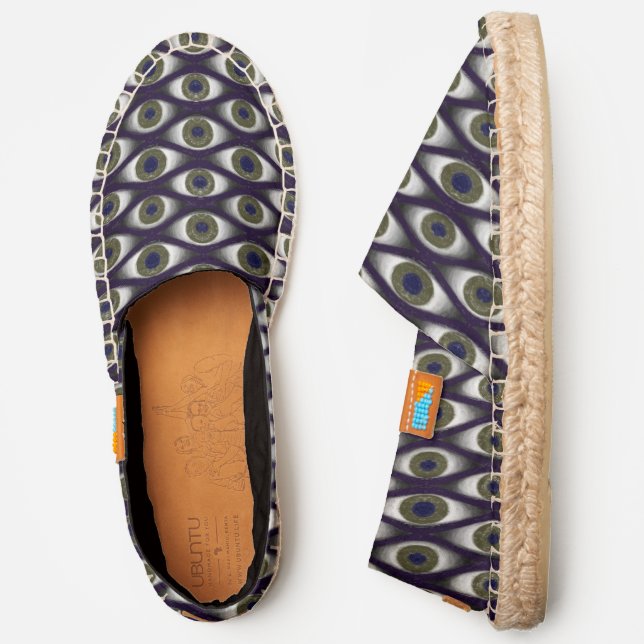 Strange Eye Pattern Green and blue Funny Quirky Espadrilles (Side)