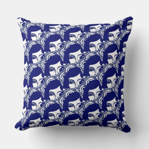 Strange Girl Floral Throw Pillow