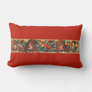 strange heads print lumbar pillow