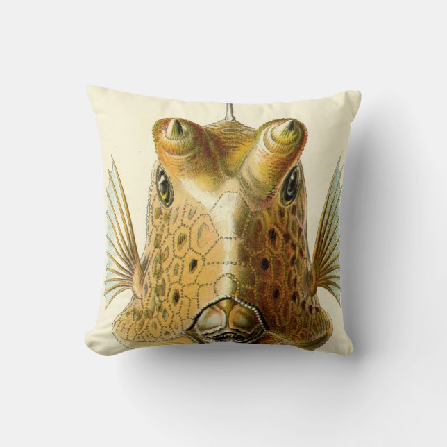 Strange Horned Fish Throw Pillow (Front)