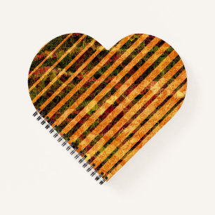 Strange orange stripes and small squares in lines notebook