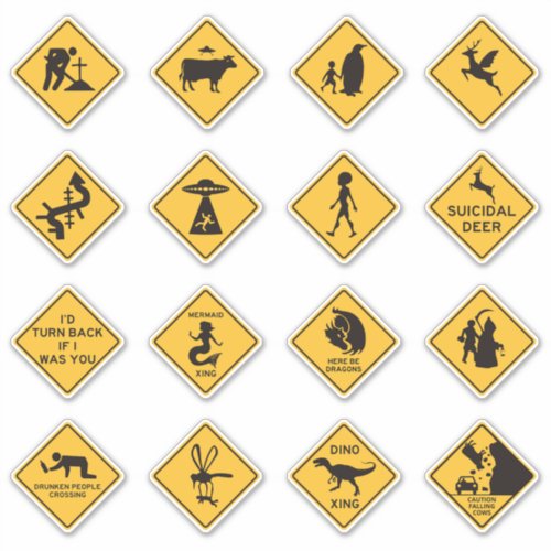 Strange Road Sign Collections Sticker