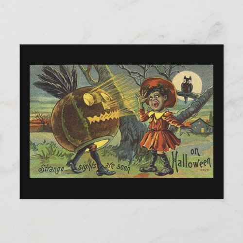 Strange Sights are Seen on Halloween Vintage Postcard