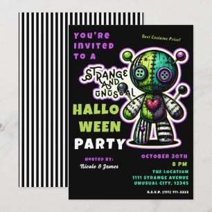 Strange & Unusual Voodoo Bear Halloween Party Invitation