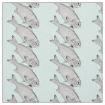 Strange vintage fish drawing fabric