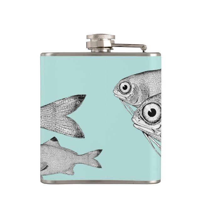 Strange vintage fish drawing flask (Back)