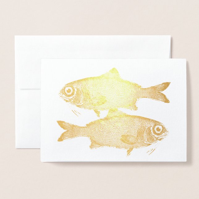 Strange vintage fish drawing foil card (Front With Envelope)