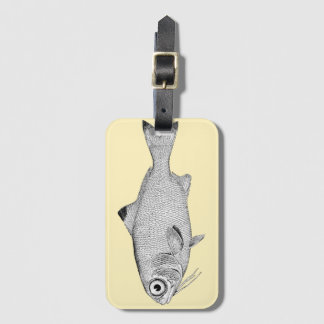 Strange vintage fish drawing luggage tag