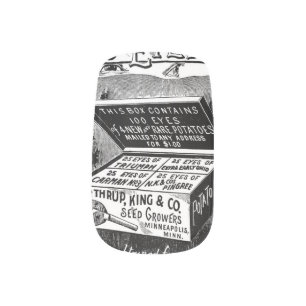 Strange vintage potato advert minx nail art