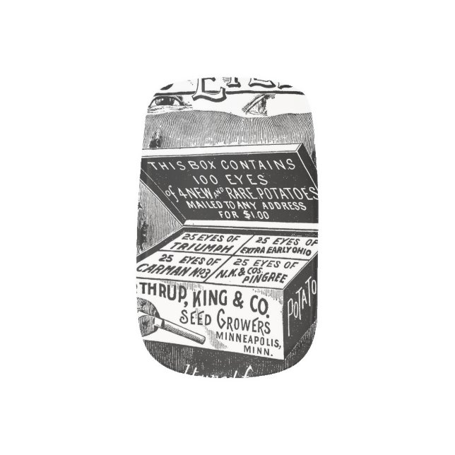 Strange vintage potato advert minx nail art (Right Thumb)