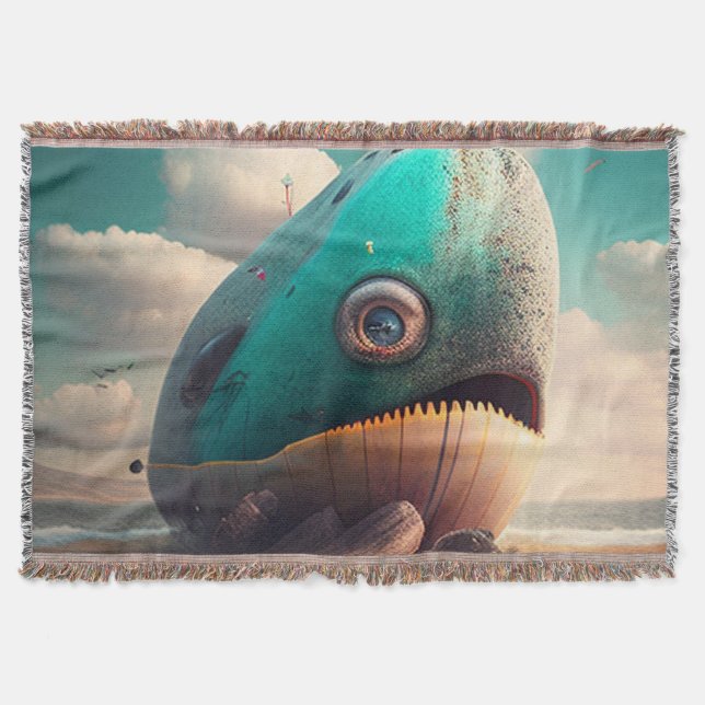 Strange Whale Throw Blanket (Front)