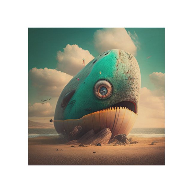 Strange Whale Wood Wall Art (Front)