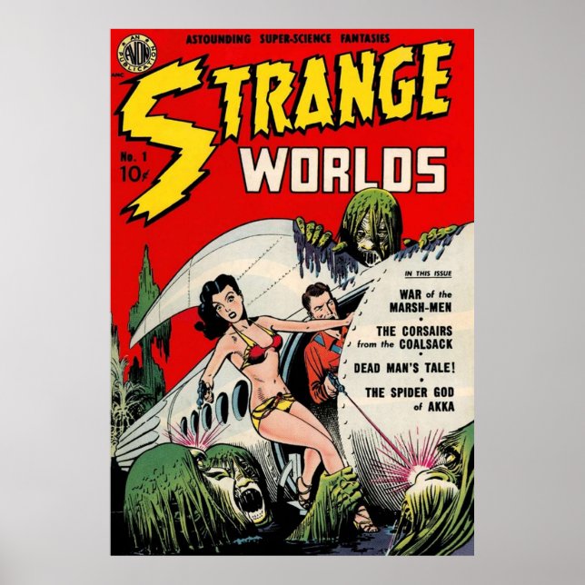 STRANGE WORLDS  Science Fiction Comic Book Cover Poster (Front)