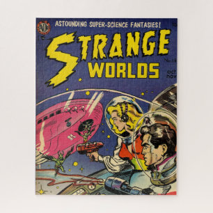 Strange Worlds Vintage Comic Book Cover Jigsaw Puzzle