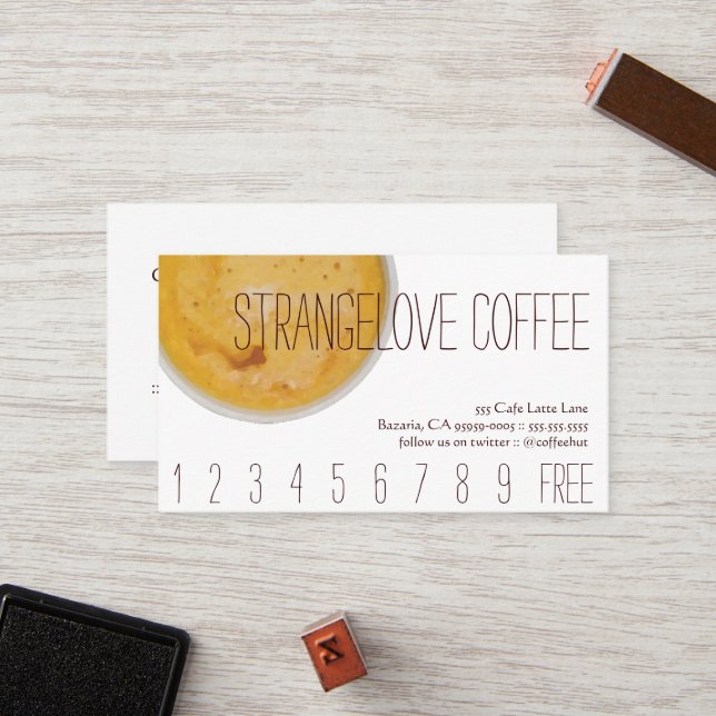 Strangelove Coffee Drink Loyalty / Punch Card (Front/Back In Situ)