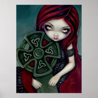 Strangely Lonely gothic fairy celtic cross Print