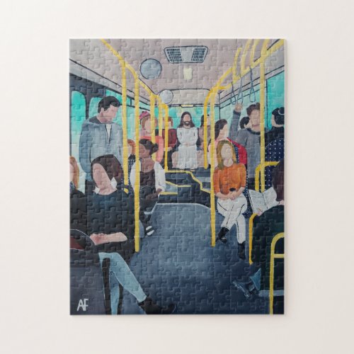 Stranger on the Bus Painting by Alfred Fox Jigsaw Puzzle