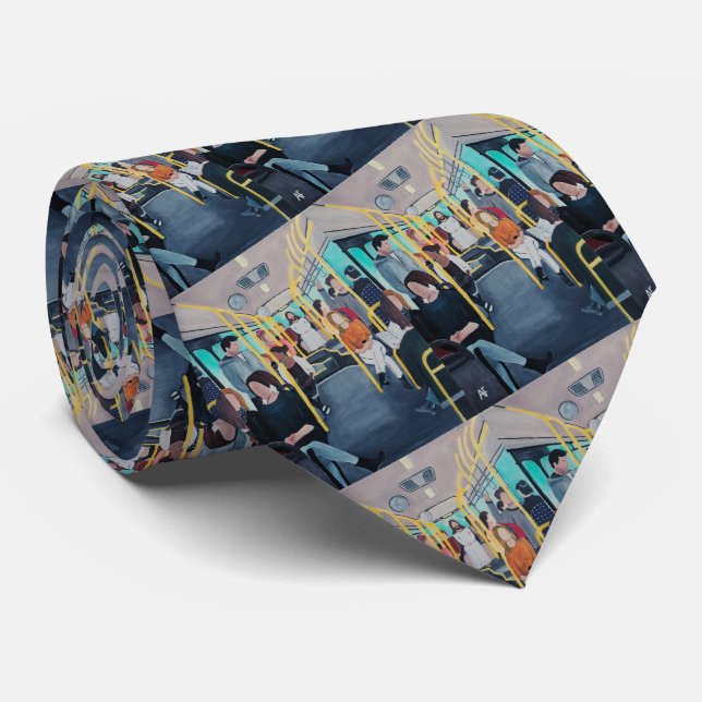 Stranger on the Bus Painting by Alfred Fox Neck Tie (Rolled)