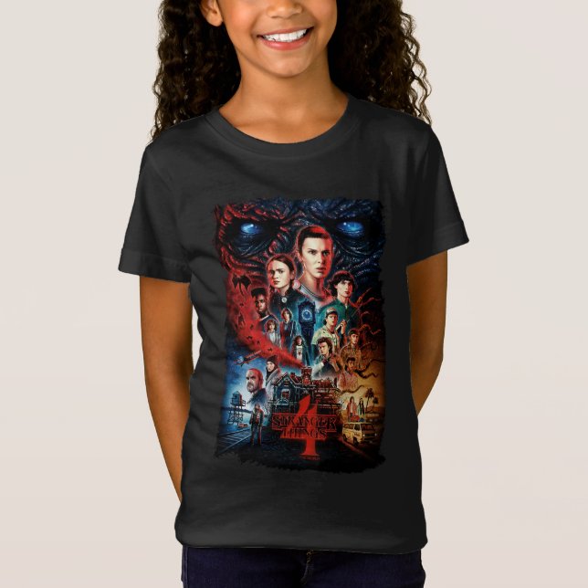 Stranger Things Full Cast Poster T-Shirt (Front)