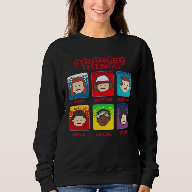 Stranger Things Group Shot 8-Bit Box Up Sweatshirt (Front)