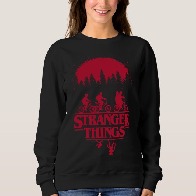 Stranger Things Group Shot Bike Ride Upside Down Sweatshirt (Front)