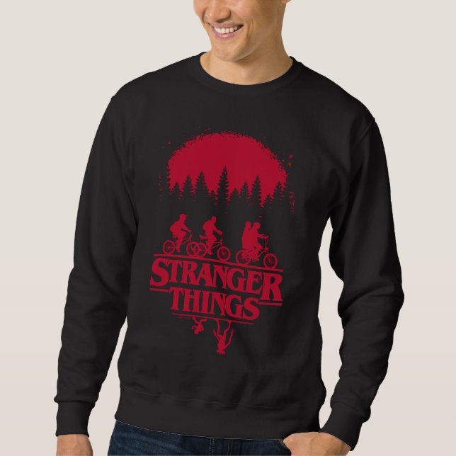 Stranger Things Group Shot Bike Ride Upside Down Sweatshirt (Front)
