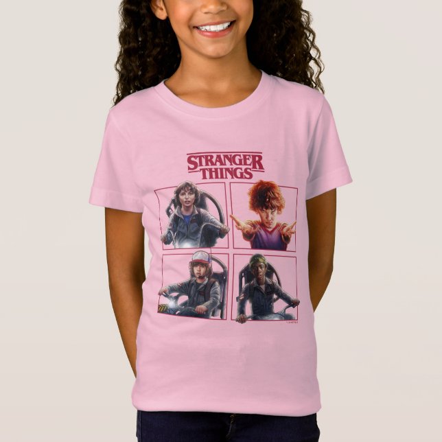 Stranger Things Group Shot Box Up Logo T-Shirt (Front)