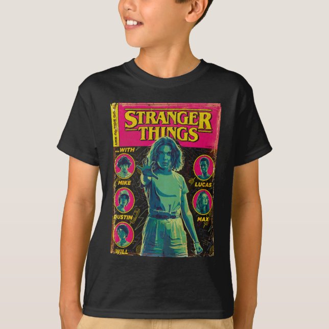 Stranger Things Group Shot Comic Cover T-Shirt (Front)