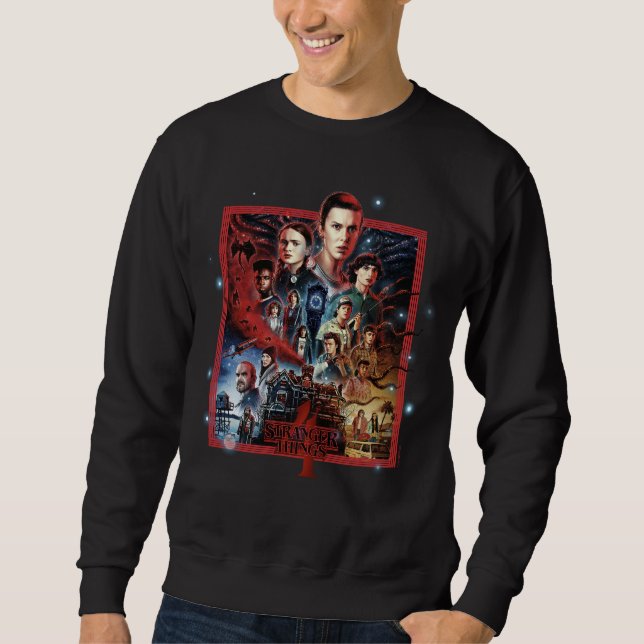 Stranger Things Group Shot Fireworks Poster Sweatshirt (Front)