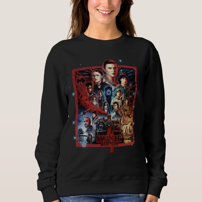 Stranger Things Group Shot Fireworks Poster Sweatshirt (Front)
