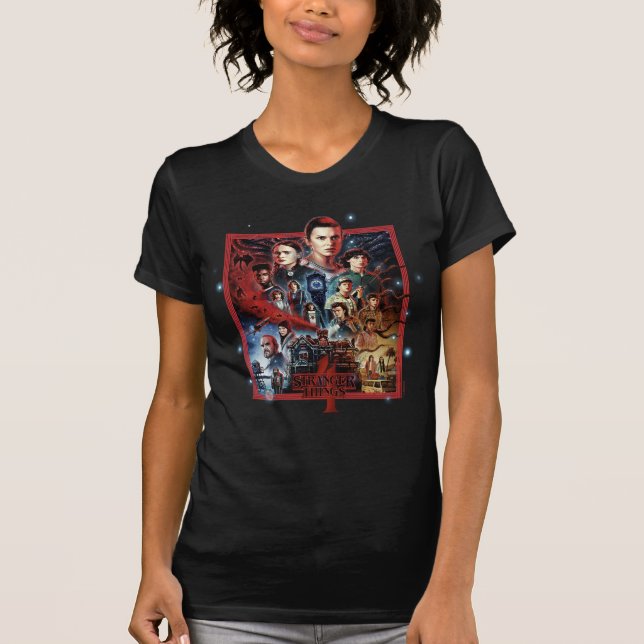 Stranger Things Group Shot Fireworks Poster T-Shirt (Front)