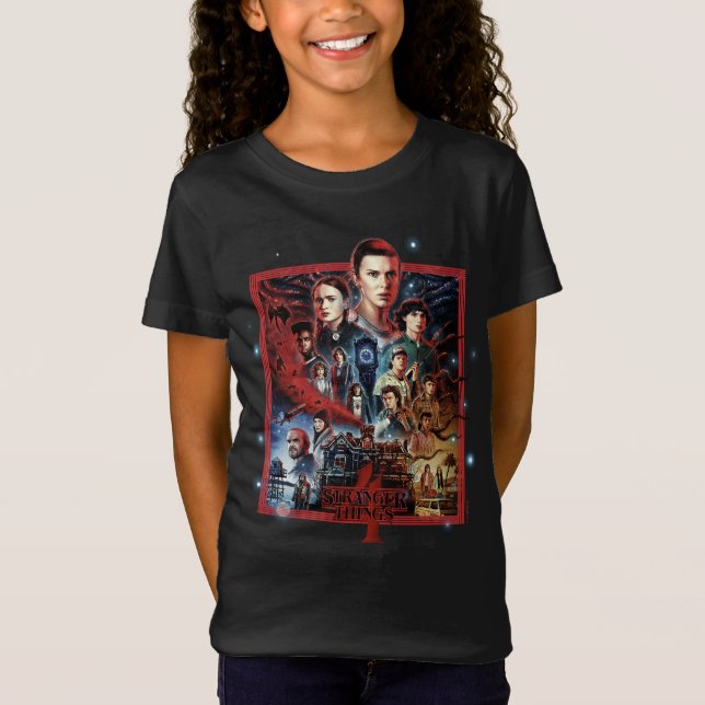 Stranger Things Group Shot Fireworks Poster T-Shirt (Front)